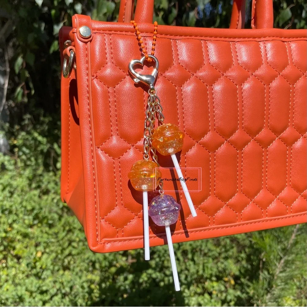 Halloween Cosmic Candy Cluster Lollipop Bag Charm Purse Charm Purple Orange_2